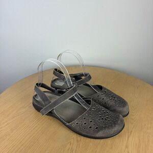Naot Arataki Shoes Women's EU 38 US 7 Gray Leather Slingback Strap Mary Janes